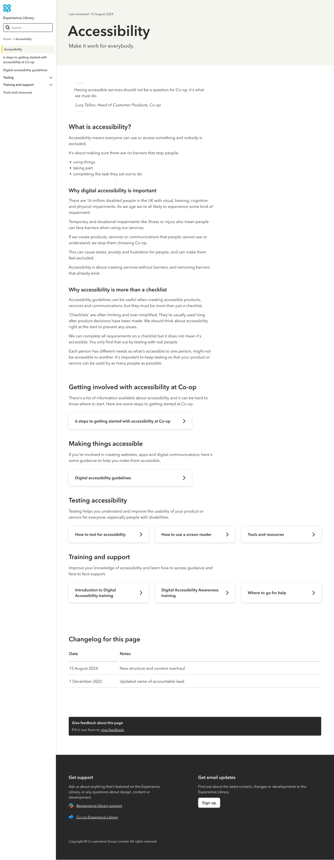 Co-op's accessibility web page.